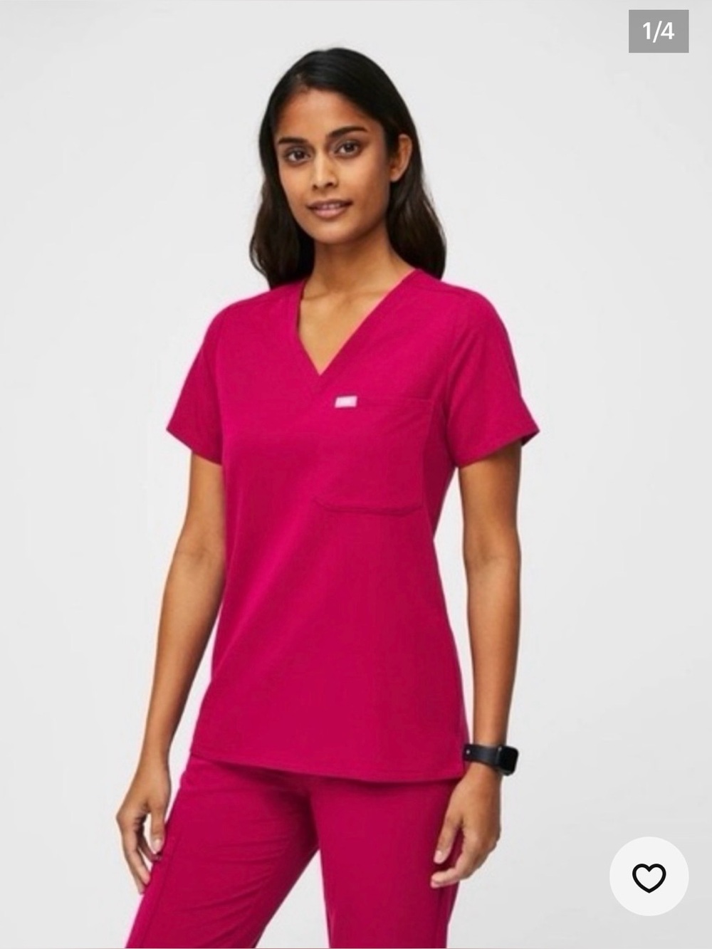 FIGS Catarina Scrub Top in Ultra Rose sz M